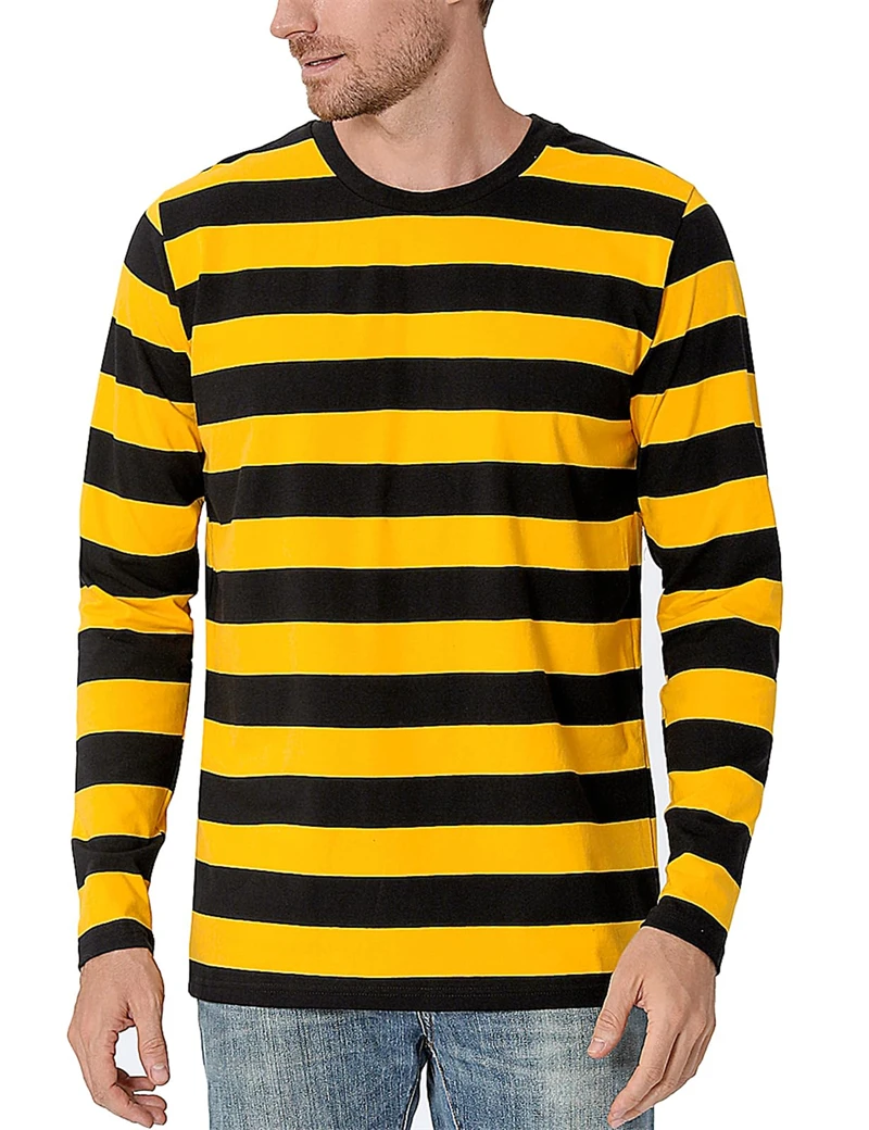 Embellish Knit - Fashion Contrast Stripe 3D Print Men