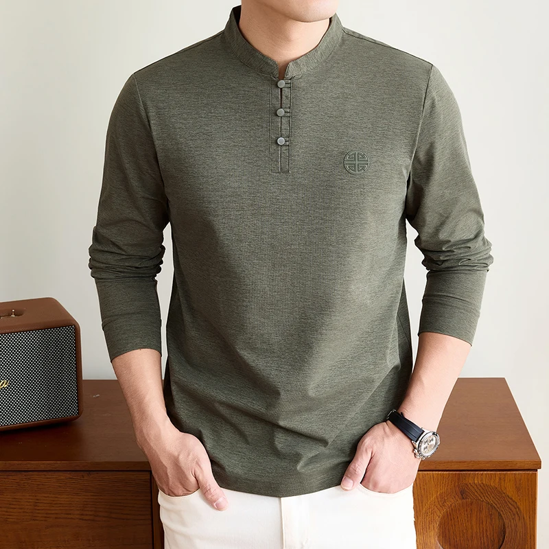 Mens Mandarin Collar Long Slee - Embellish Knit 评论和价格