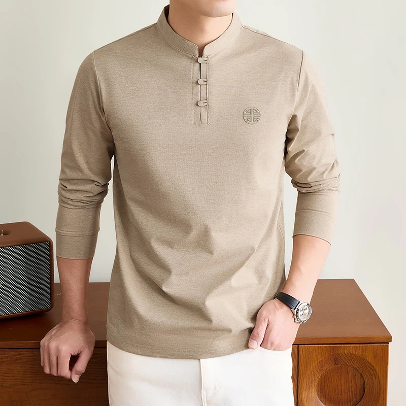 Mens Mandarin Collar Long Slee - Embellish Knit 评论和价格