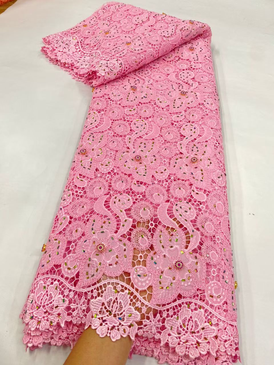 Latest Cord Guipure Lace Fabri - Crystal Mesh Fabric 评论和价格