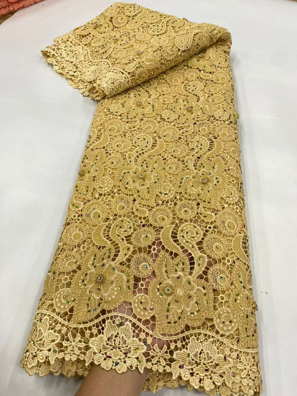 Latest Cord Guipure Lace Fabri - Crystal Mesh Fabric 评论和价格