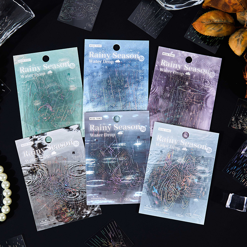 1pack/30pcs Laser Rain Themed  - Embellishments For Scrapbooking 评论和价格